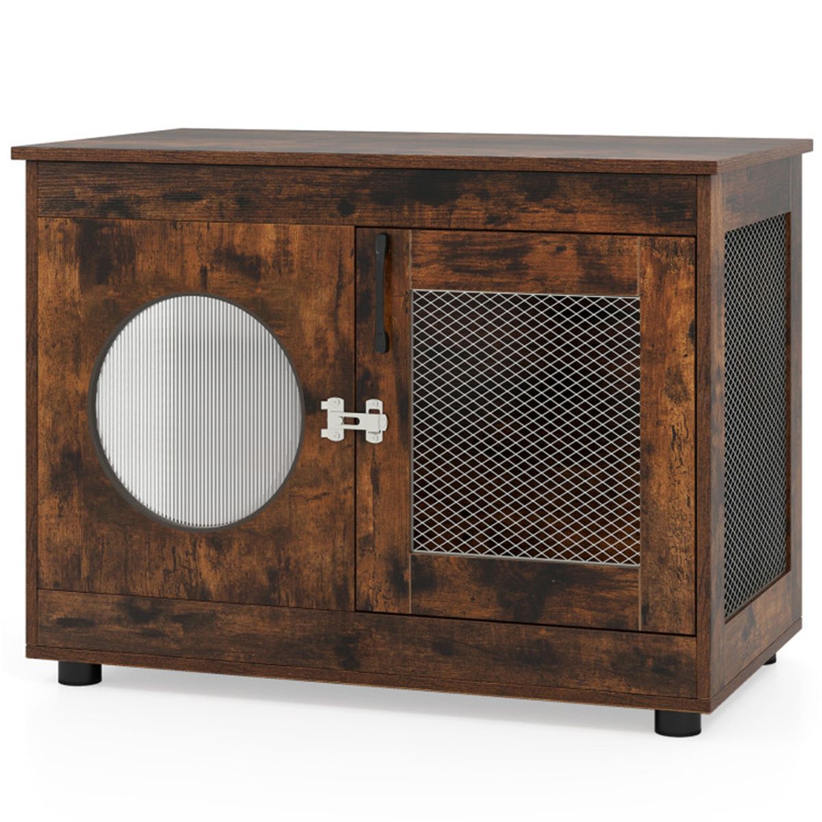 2-in-1 Dog Crate End Table - Rustic Brown, 88lbs Capacity
