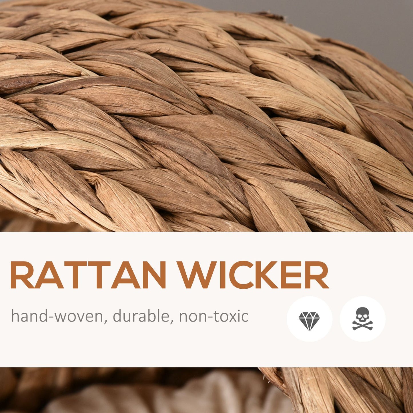 20" Elevated Cat Bed, Natural Braided Banana Leaf Basket