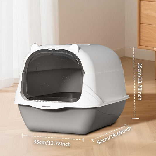 2026 Top Rated Fully Enclosed Cat Litter Box, Gray - Odor-Locking