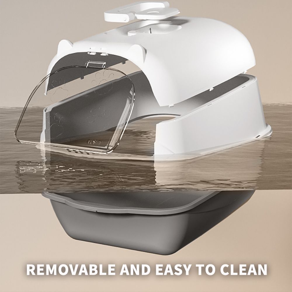 2026 Top Rated Fully Enclosed Cat Litter Box, Gray - Odor-Locking