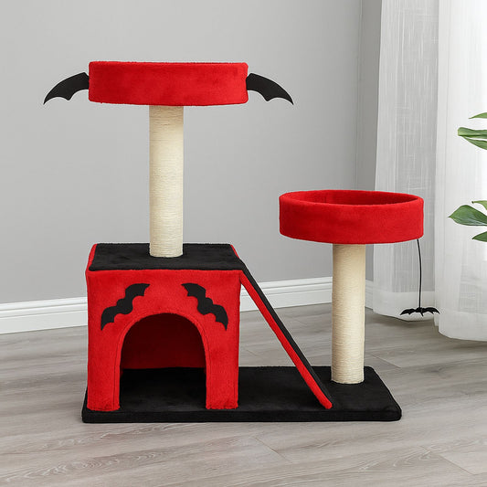 26" Gothic Cat Tree, Cat Tower with Spacious Cat Condo, 2 Padded