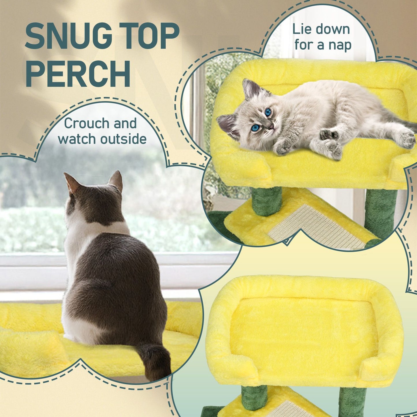 27.5in Cat Tree, Multi-Level Cat Tower with Cat Scratching Post
