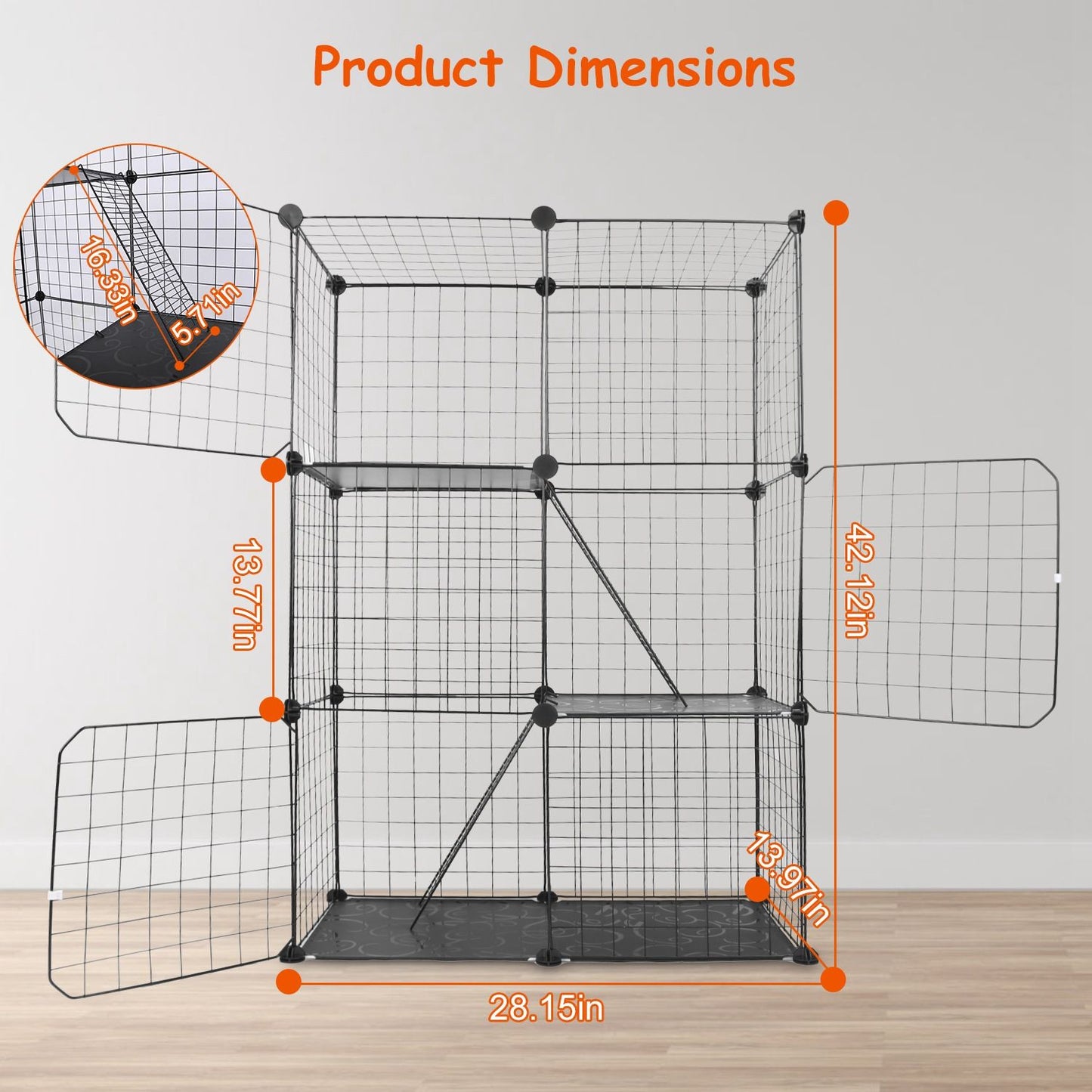 Tier Cat Playpen Cage Metal Indoor Cat House Detachable Kitten