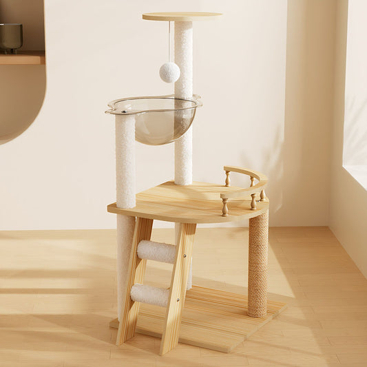41.3" Modern Cat Tower, Wood Cat Tree Tower for Indoor Cats, Cat