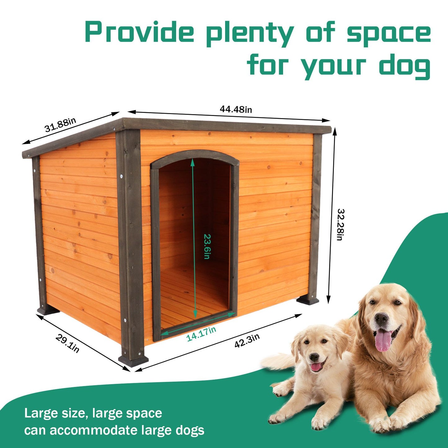45"Dog House Outdoor and Indoor Wooden Kennel, Winter Strap