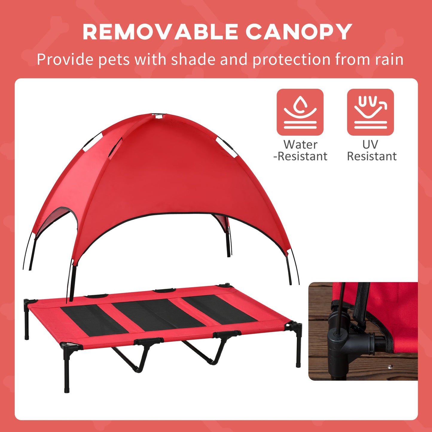 Elevated Portable Dog Cot Cooling Pet Bed with UV Protection Canopy