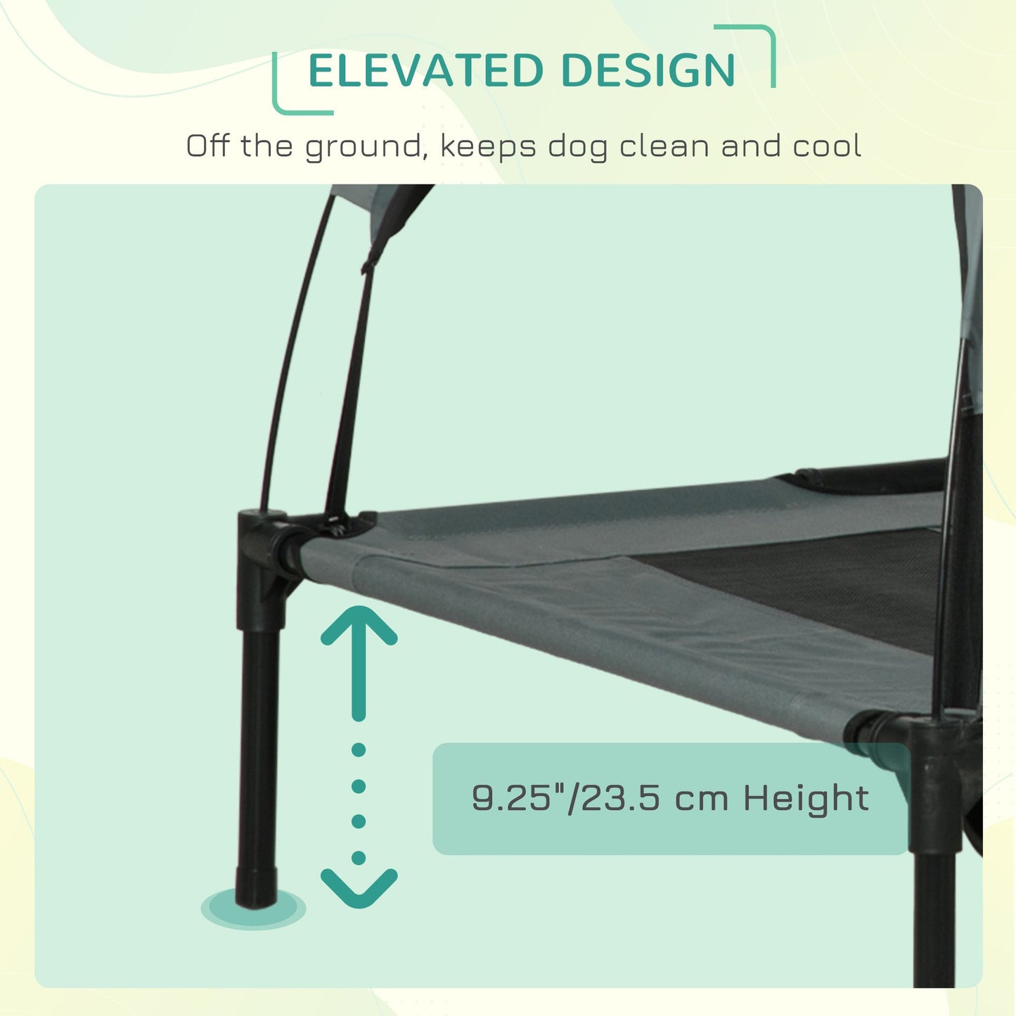 Elevated Portable Dog Cot Cooling Pet Bed with UV Protection Canopy