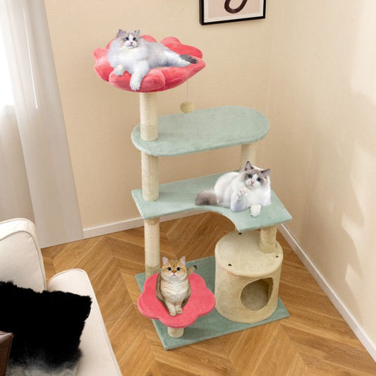 Inch Tall Multi-Level Aesthetic Floral Kitten Tower