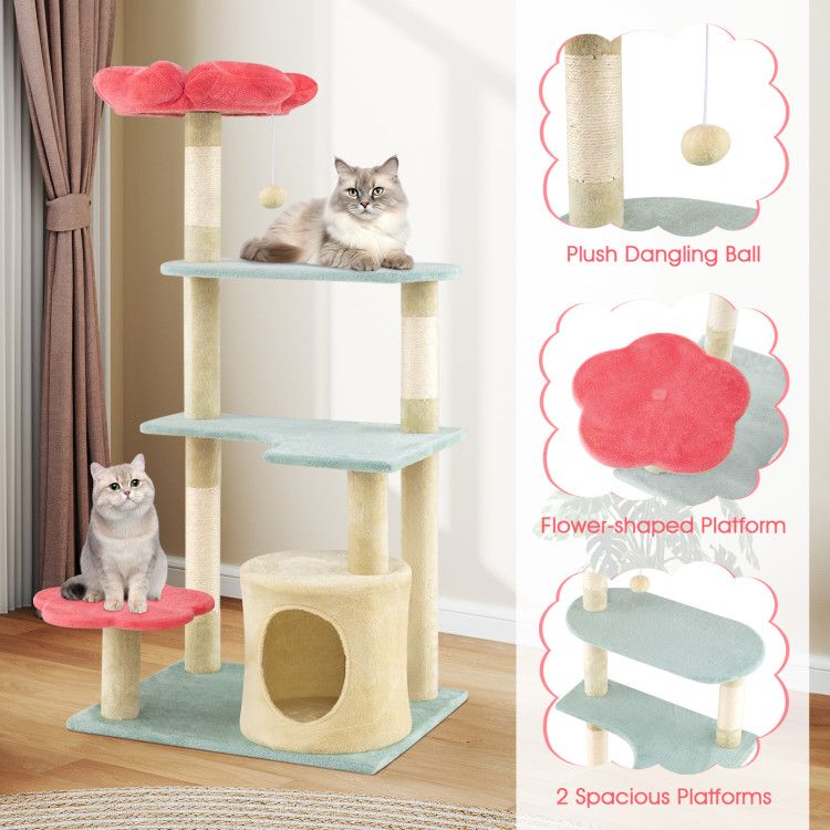 Inch Tall Multi-Level Aesthetic Floral Kitten Tower