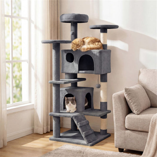 52" Tall Cat Tree Tower with Perches & Condos, Multi-Cat Playground