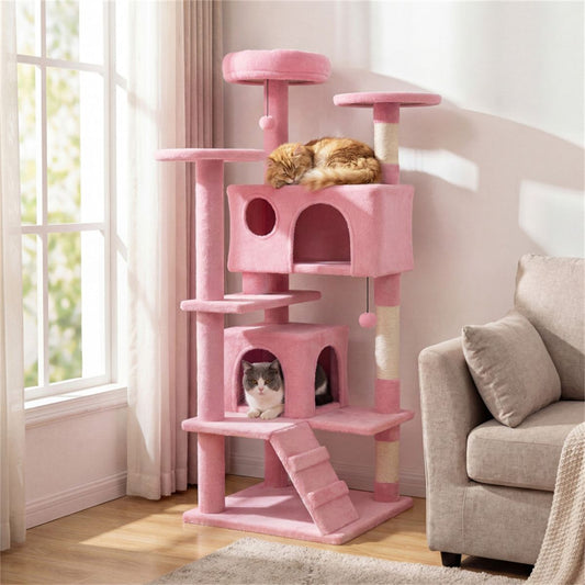 52" Tall Cat Tree Tower with Perches & Condos, Multi-Cat Playground