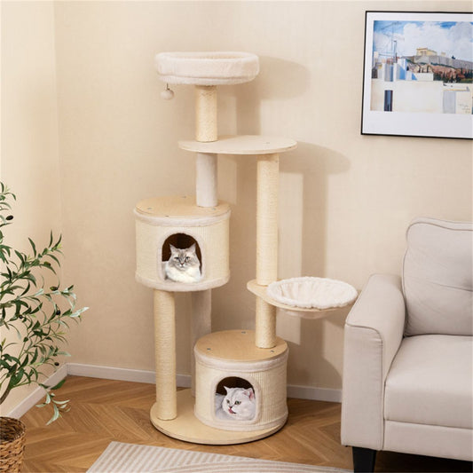 Inch Tall Wooden Cat Tree Multi-Level Cat Tower with Sisal