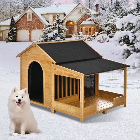 60.2" Large Outdoor Dog House with Insulated Liner for Winter