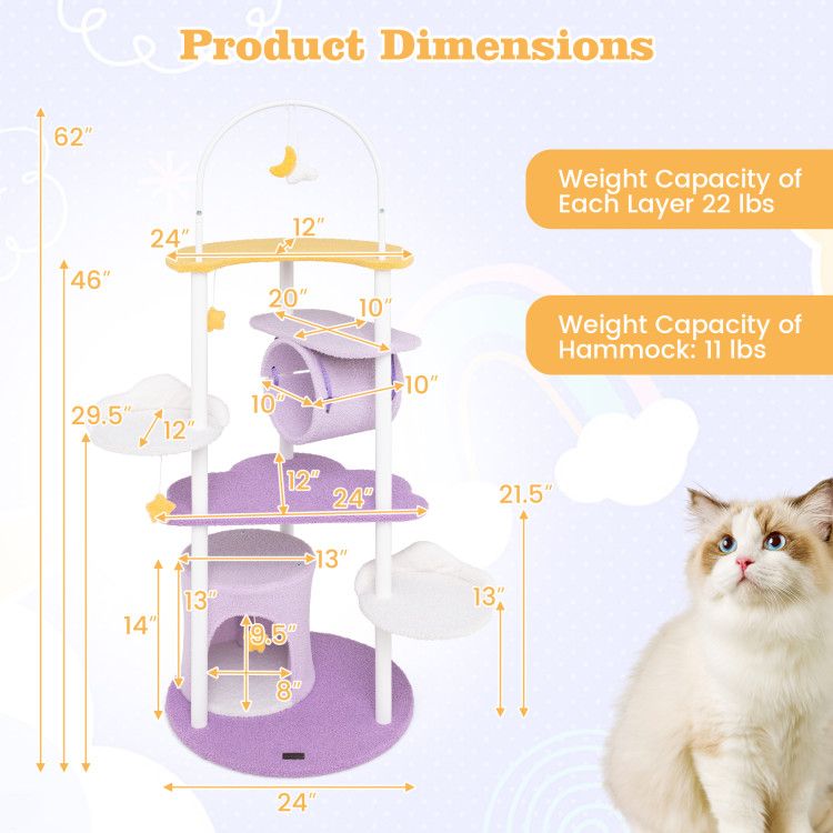 Inches Large Cat Tower with Metal Frame and Jumping Platforms