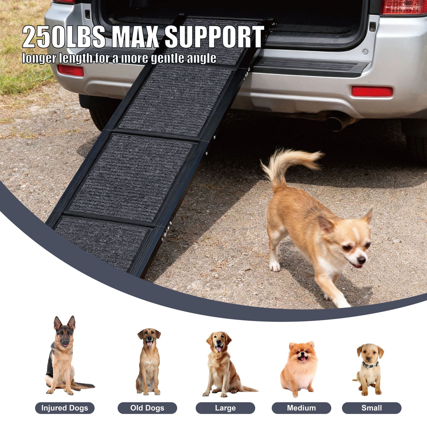 Inch X 17.2 Inch Folding Dog Car Ramp, Portable Non Slip Pet Ramp