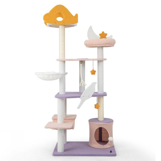 66" Cute Cat Tree Cats Multi-Level Tall Cat Tower with Sisal