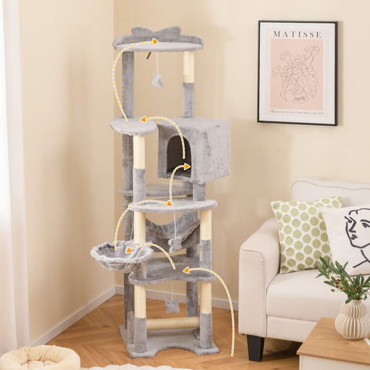 Inch Multi-Level Cat Tree with Top Perch and Cozy Condo