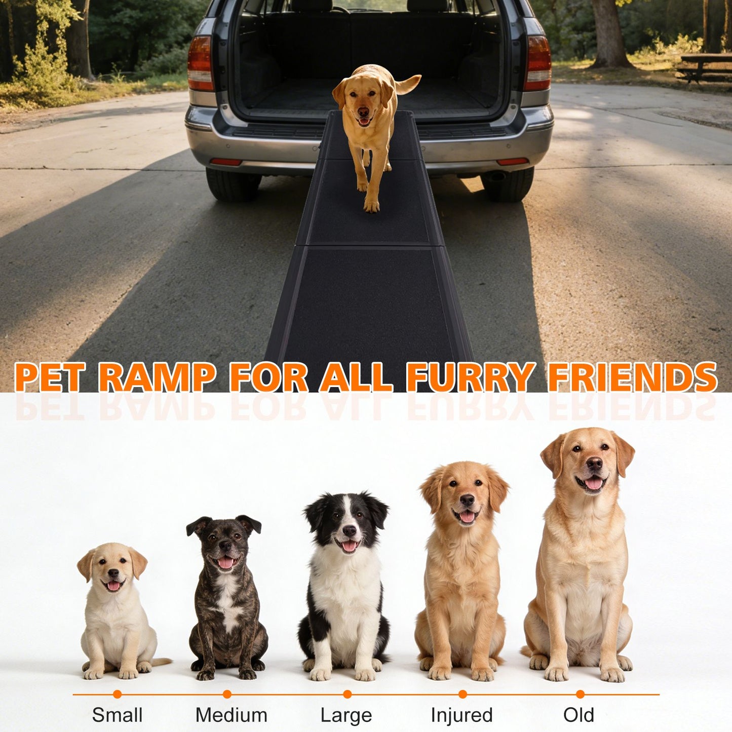 Easy-Fold, Lightweight and Portable Dog Ramp for Car Foldable Dog