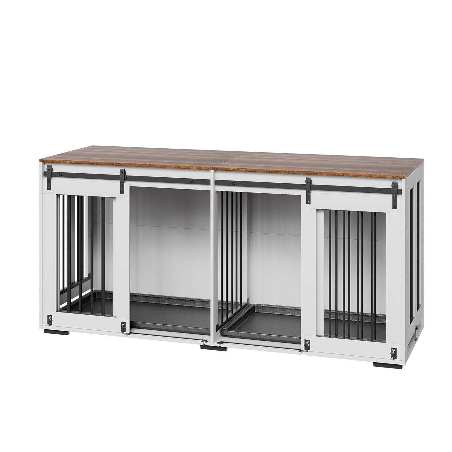 72" Dog Crate Furniture for 2 Dogs, Double Dog Crate Furniture