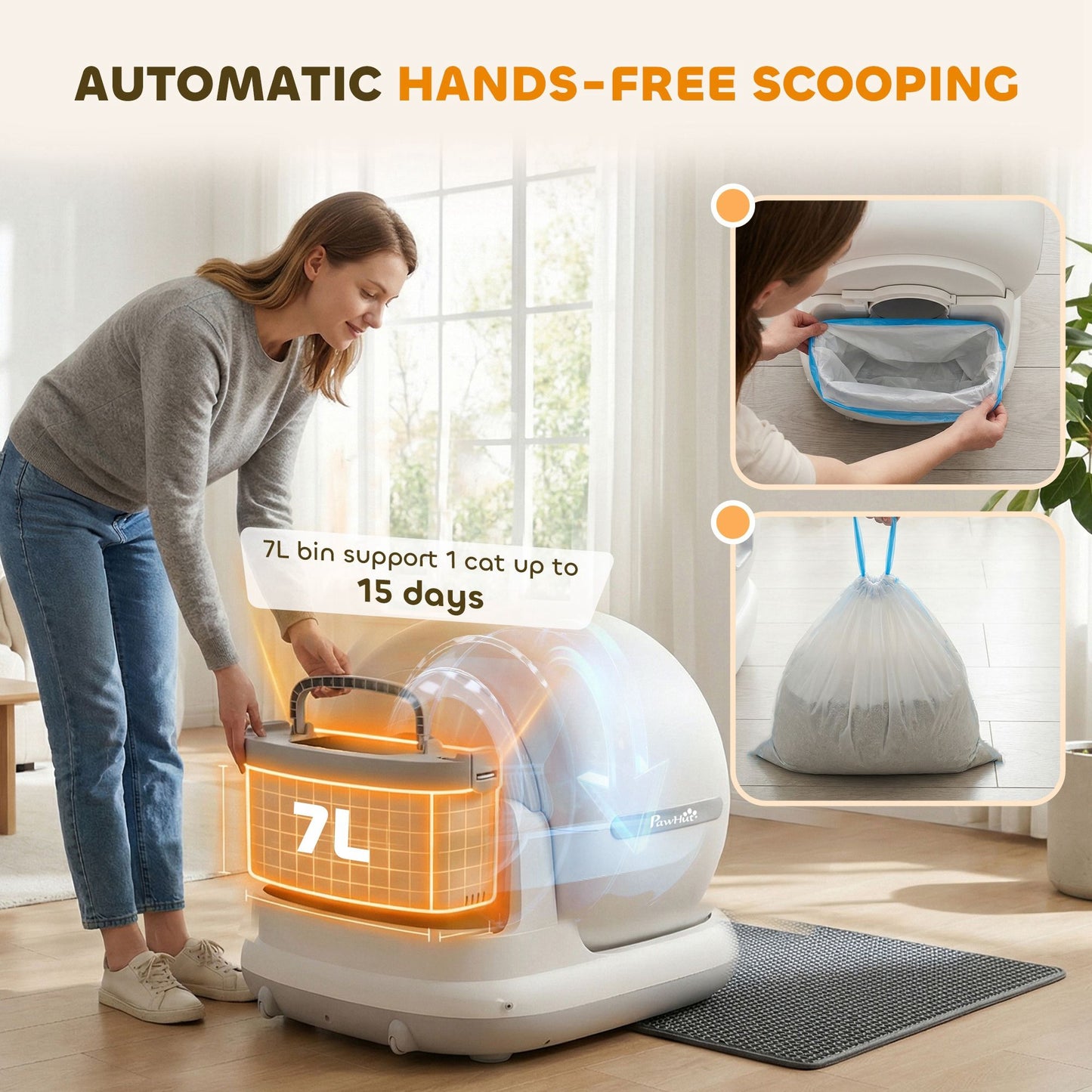 72L Automatic Litter Box, Self Cleaning Litter Box, App Control
