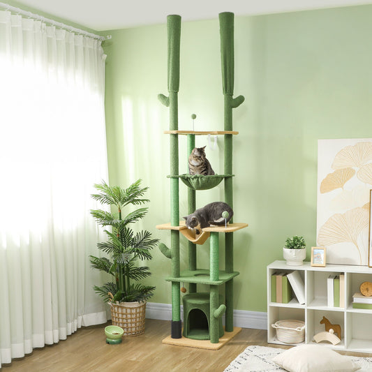Floor to Ceiling Cat Tree, Cat Climbing Tower with Grooming Brush