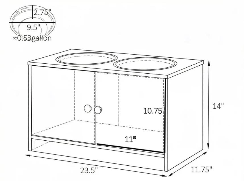 Brown Elevated Dog Bowls with Storage Cabinet Raised Dog Bowl Stand