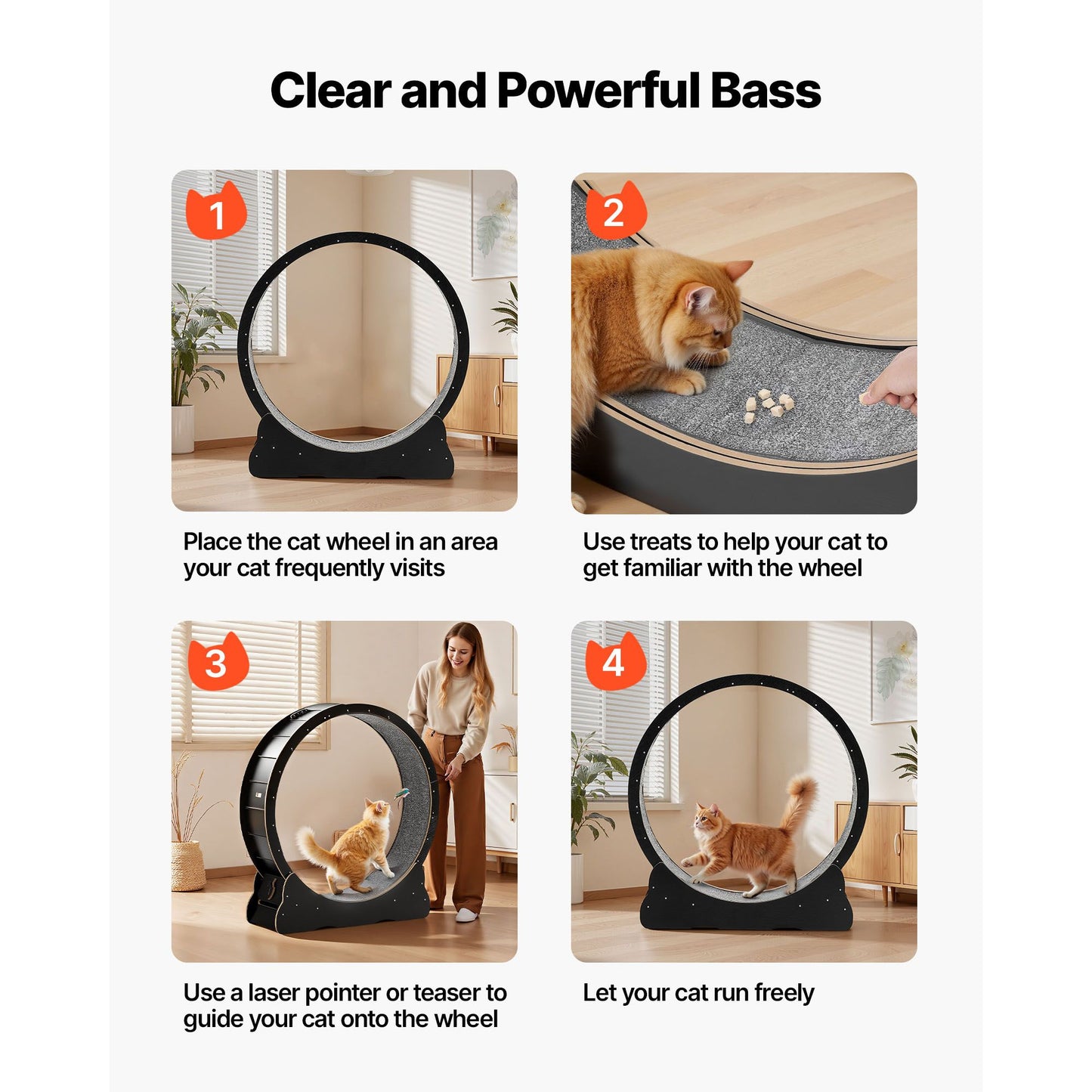 Cat Exercise Wheel, 48 in Wooden Cat Running Wheel for Indoor Cats