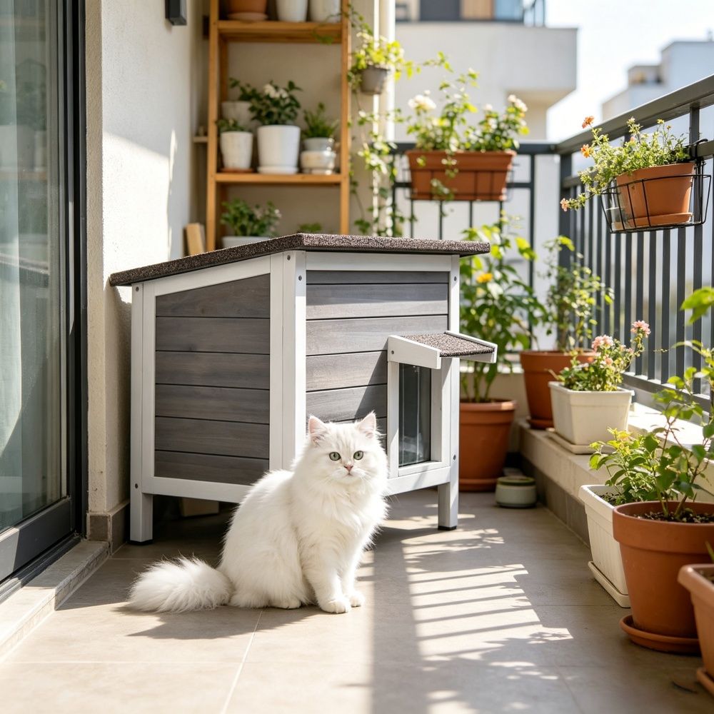 Cat House with Easy to Clean and Waterproof Asphalt for Outdoor