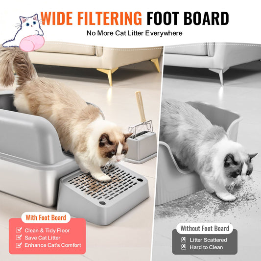 Cat Litter Box, 6 Inches Deep, XL Extra Large Stainless Steel Cat