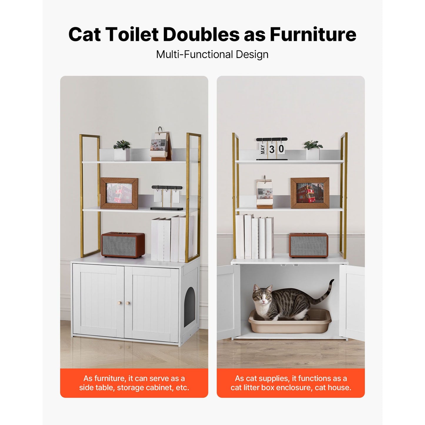 Cat Litter Box Enclosure Furniture, 27.6 in Hidden Litter Box