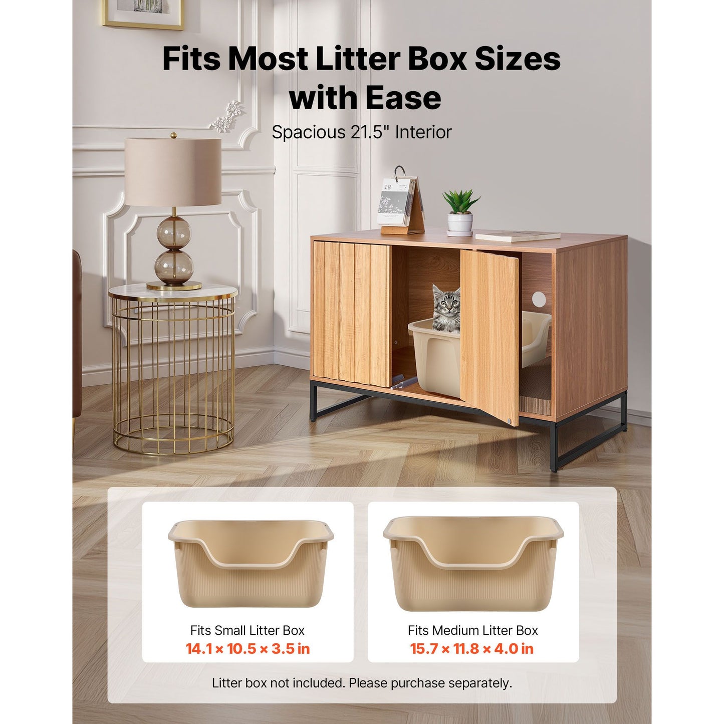 Cat Litter Box Enclosure Furniture, 31.5 in Hidden Litter Box