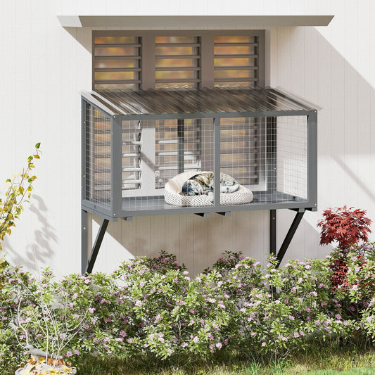 Cat Window Catio, Cat Outdoor Enclosure with Sun Sheet Roof, Wall