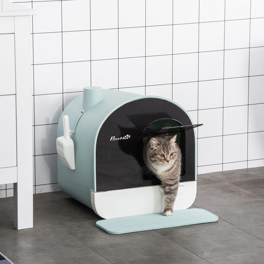 Covered Cat Litter Box, 17 X18.5", Indoor with Lid, Tray, Scoop