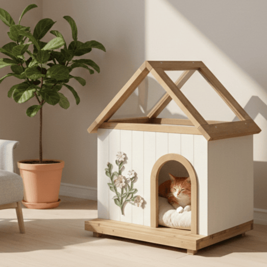 Daisy FSC-Certified Cedar Cat House with Acrylic Roof – Indoor