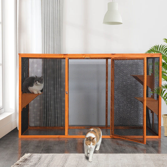 Detachable Cat Enclosure with Waterproof Roof and 3 Jumping