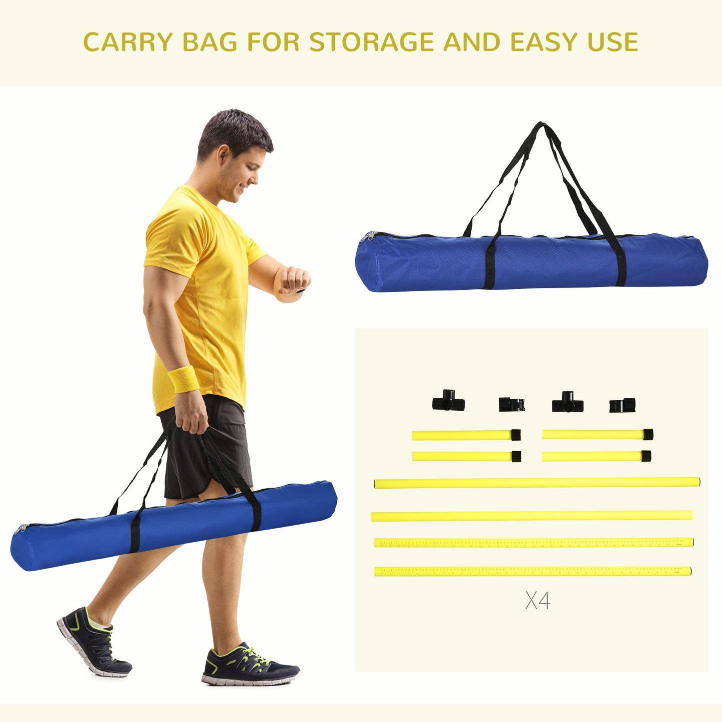 Dog Agility Training 4 Piece Set with Adjustable Height Jump Bars