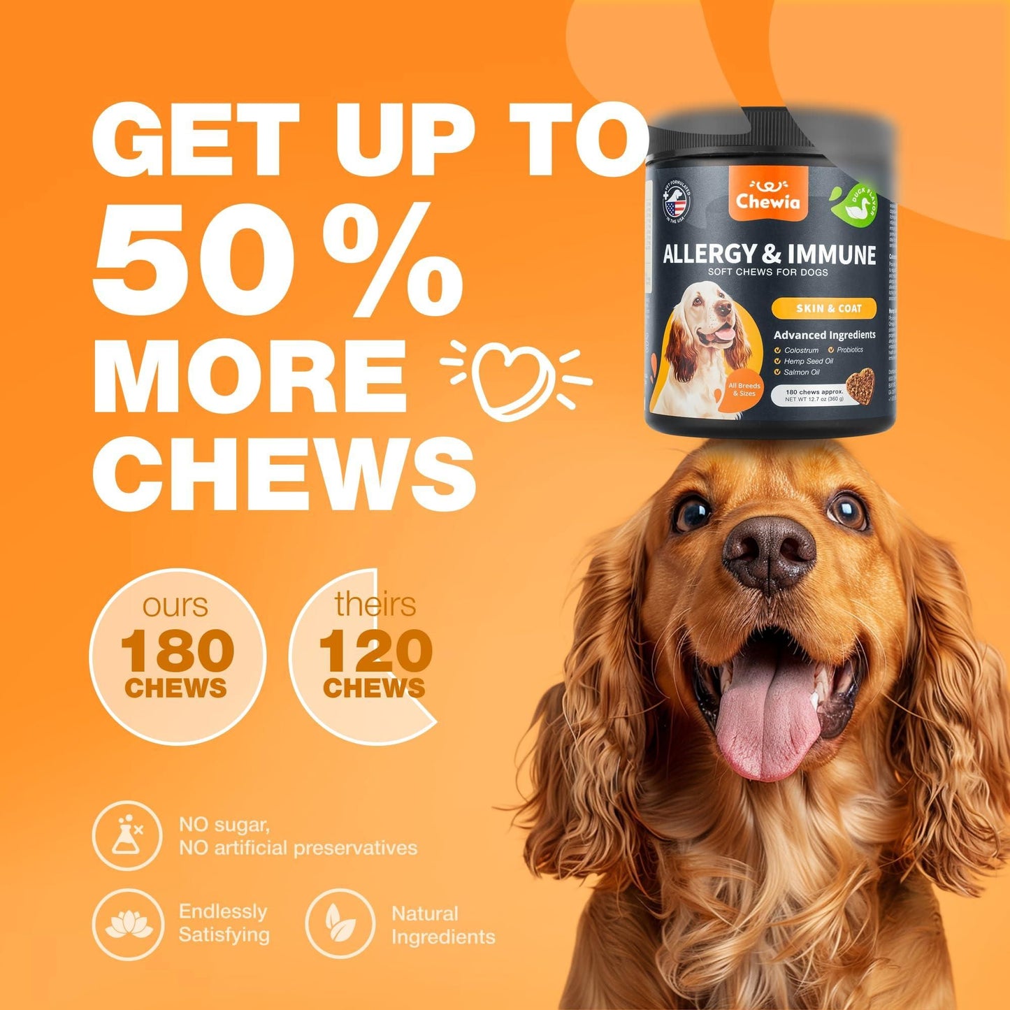 Salmon Oil Skin & Coat Chews for Dogs, Seasonal Support