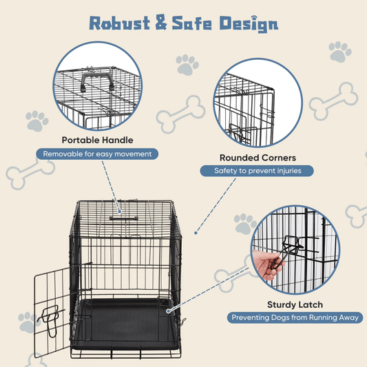 Dog Crate, 30 Inch Medium Folding Metal Wire Pet Single Door Dog