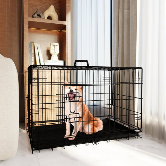 Dog Crate, 36 Inch Medium Dog Cage with Divider and Plastic
