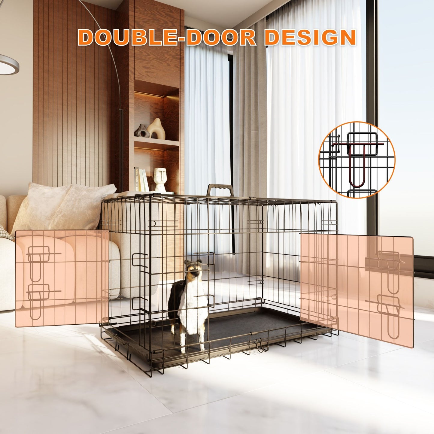 Dog Crate, 36 Inch Medium Dog Cage with Divider and Plastic