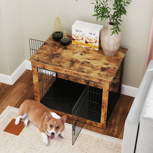 Dog Crate Furniture with Cushion and Double Doors for Small/Medium