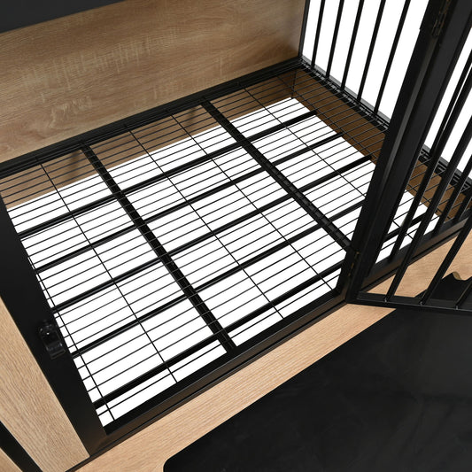 Dog Crate Furniture with Two Combined Room, XL Large Double Dog