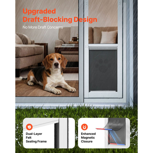Dog Door for Sliding Glass Door, 75 7/8 Adjustable Height, Aluminum