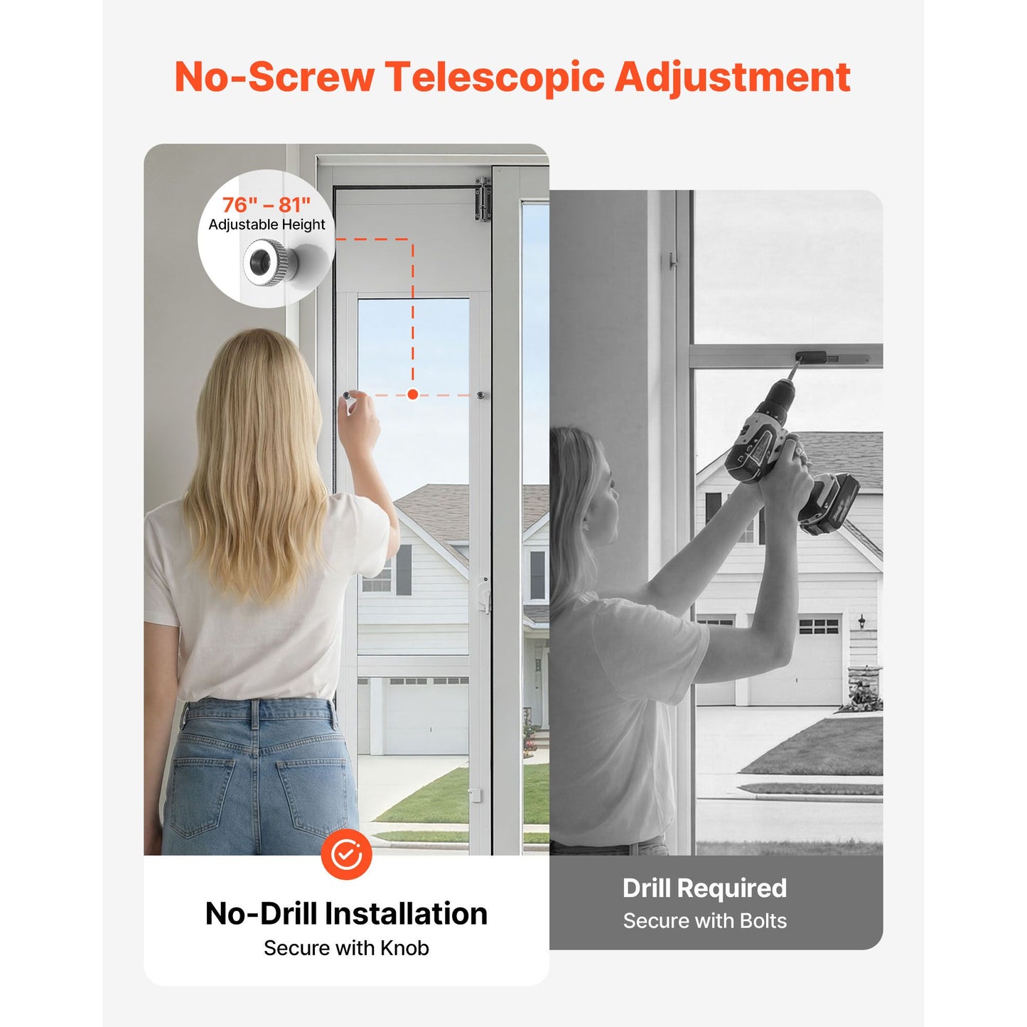 Dog Door for Sliding Glass Door, 75 7/8 Adjustable Height, Aluminum