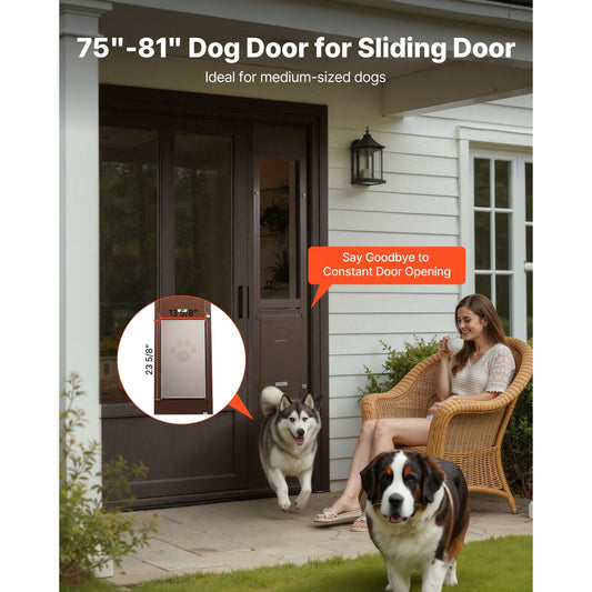Dog Door for Sliding Glass Door, 75 7/8 to 80 11/16