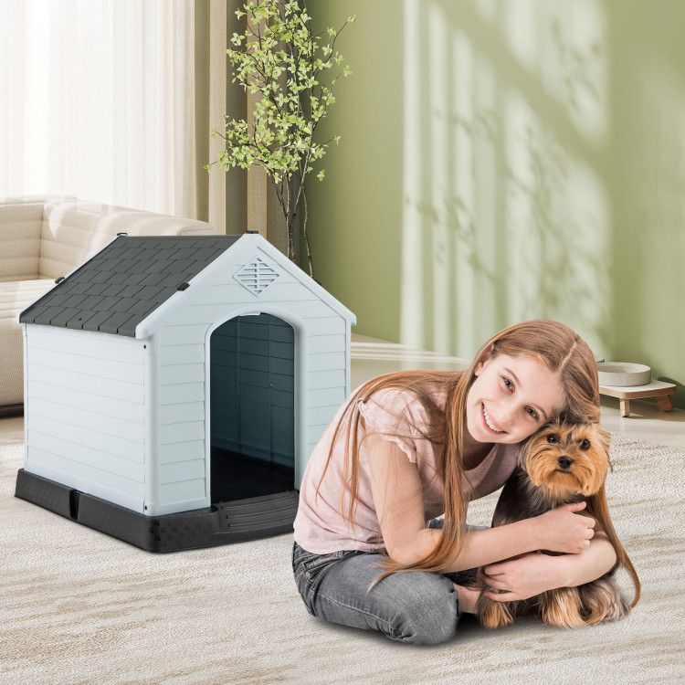 Dog House for Small Dogs Waterproof Plastic with Elevated Floor