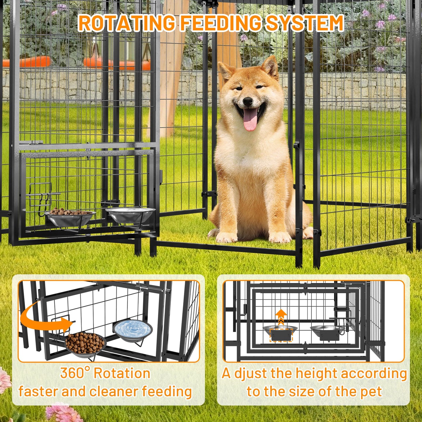 Dog Kennel Outdoor with Roof, 4.23 X4.83' Welded Wire Enclosure
