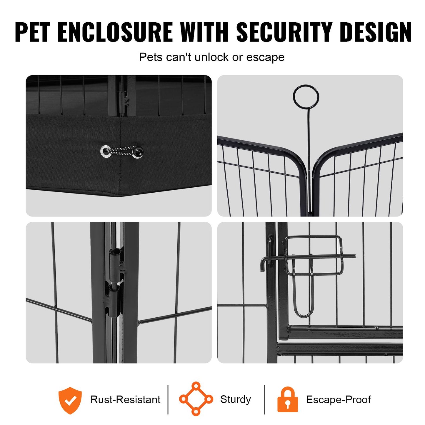 Dog Playpen, 8 Pcs 24 X 24 in Panels Foldable Metal Pet Exercise