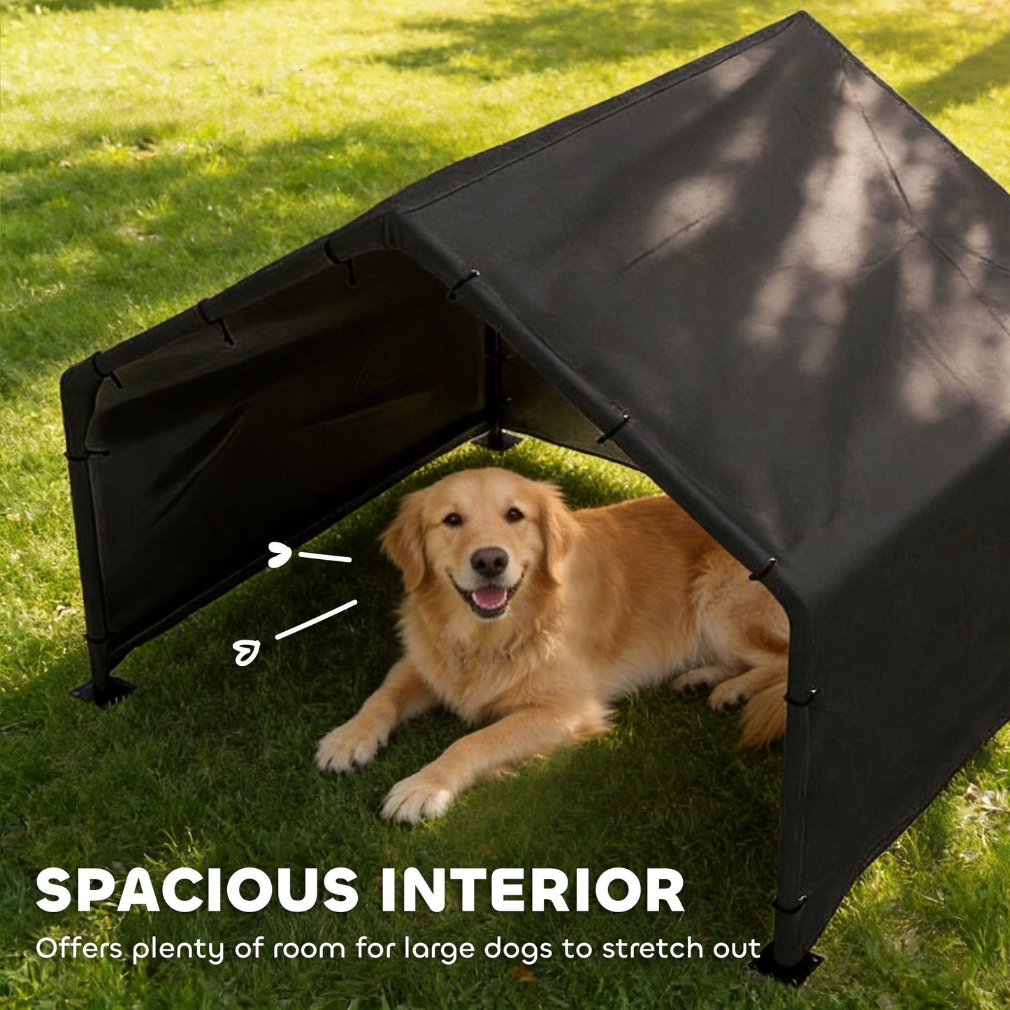 Dog Shade Shelter Outdoor, Dog House Outside with Canopy, Pet Tent