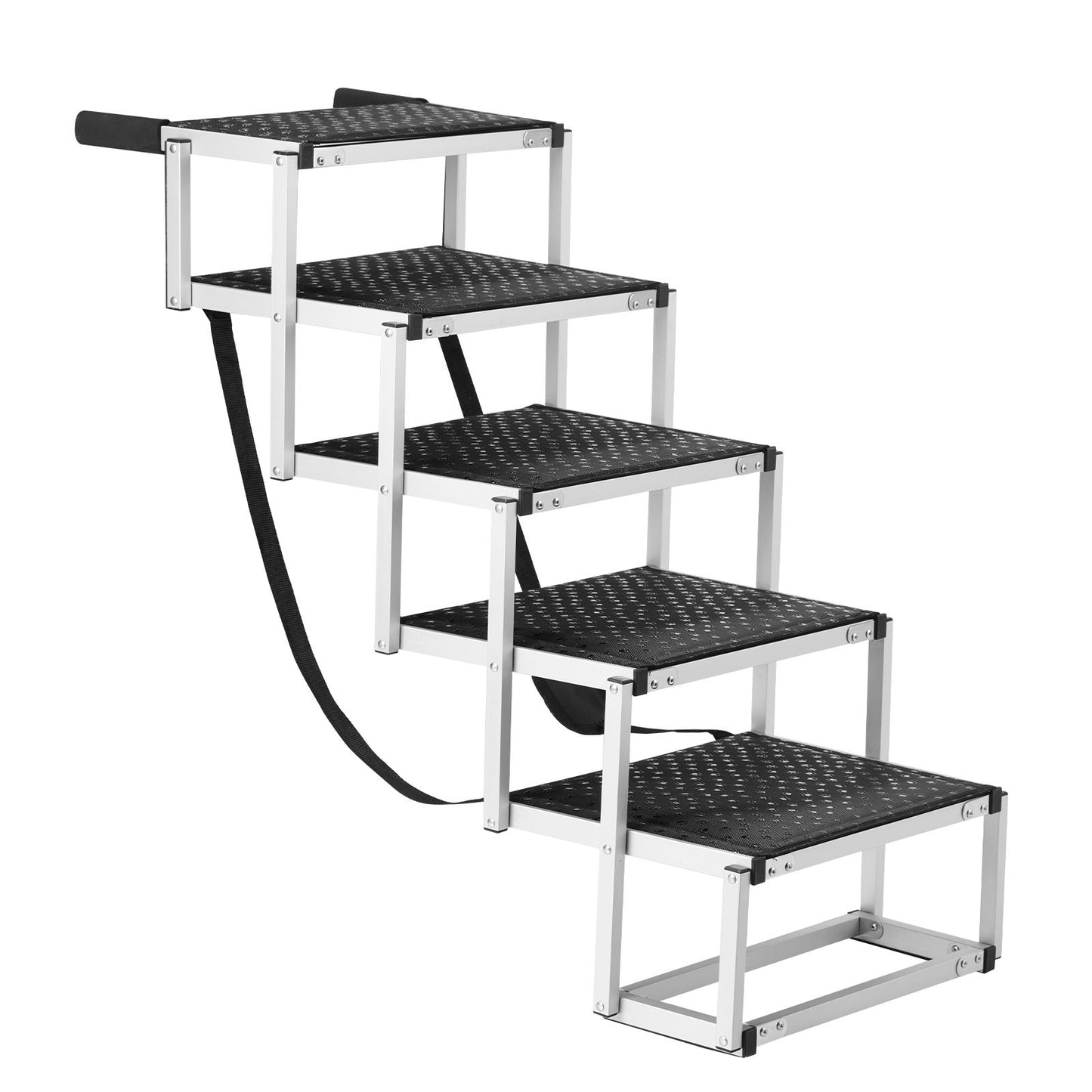 Dog Stair for Cars, Wide 5-Step Dog Car Steps, Folding Dog Car Ramp